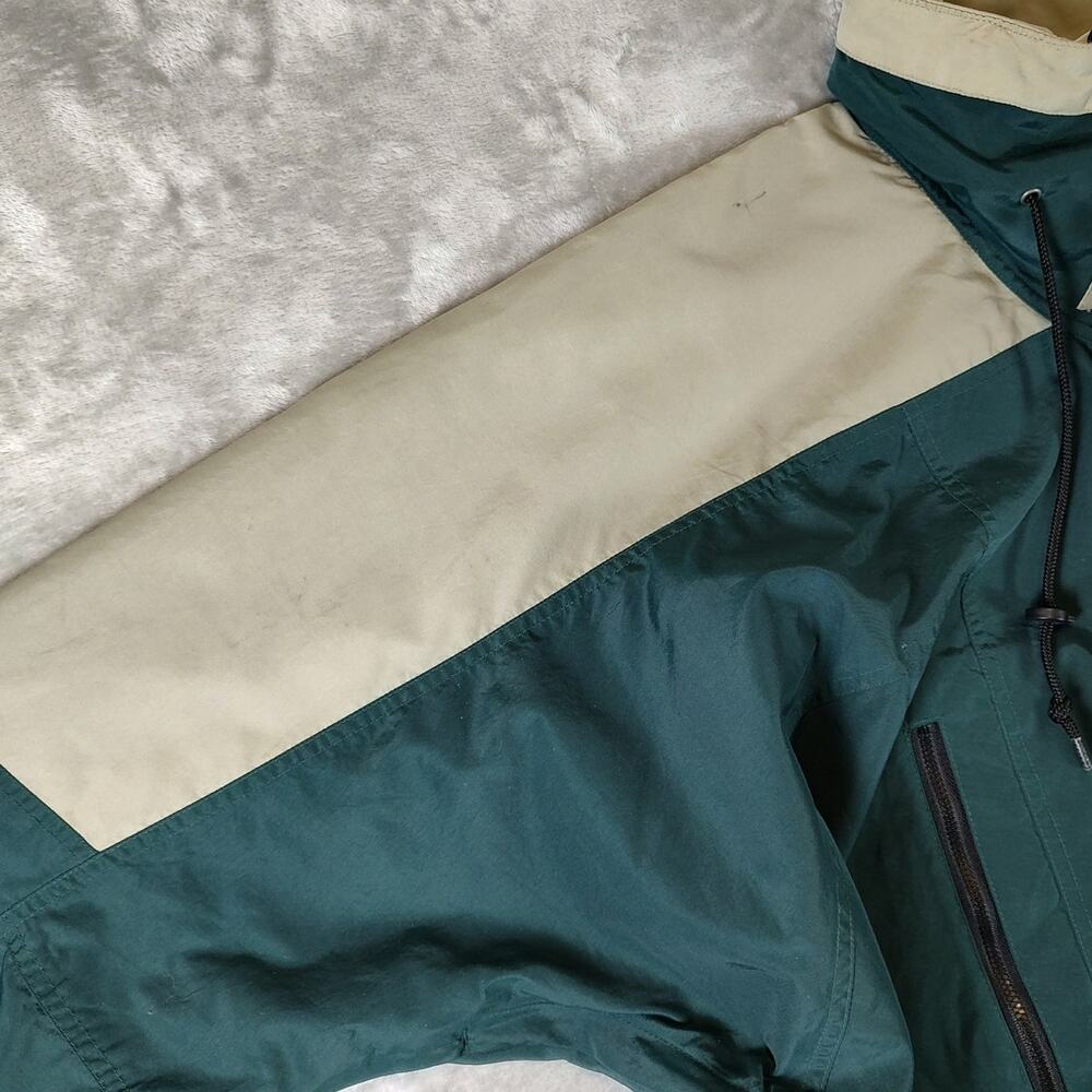 Men's Vinatage Athletic Works Dark Green and Beige Windbreaker Pullover Jacket - Picture 6 of 13
